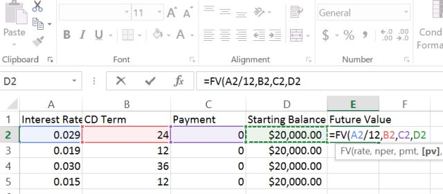 دستور FV (ارزش آتی) در اکسل