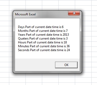 تاریخ و زمان - DatePart در اکسل