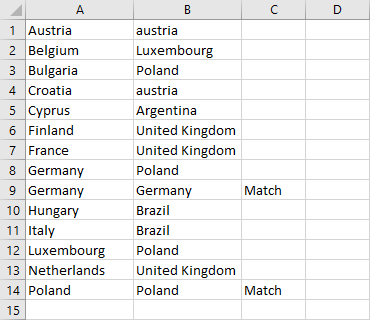 مقایسه دو ستون در اکسل