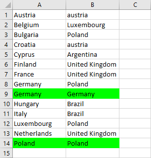 مقایسه دو ستون در اکسل