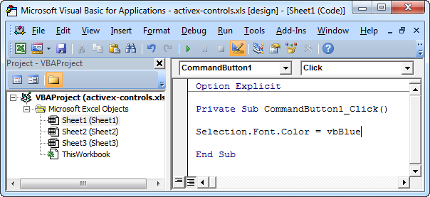 کنترل ActiveX در اکسل