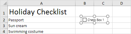 چک لیست در اکسل Checklist