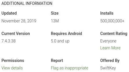 SwiftKey مایکروسافت بیش از ۵۰۰ میلیون بار نصب شده است
